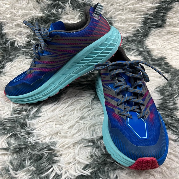 Hoka One One Women's Speedgoat 4 Trail Sneakers Imperial Blue Pink Size 8.5 - Picture 1 of 12